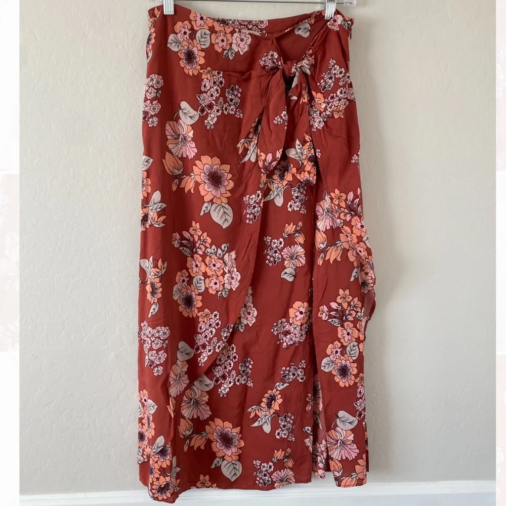 Free People Floral Wrap Midi Skirt NWT - Picture 1 of 14